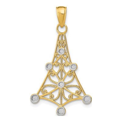 14K Yellow Gold Textured Chandelier Charm