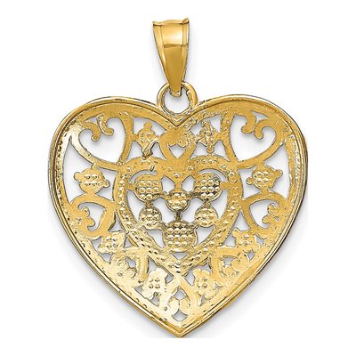 14K Yellow Gold Filigree Heart Pendant – view 5