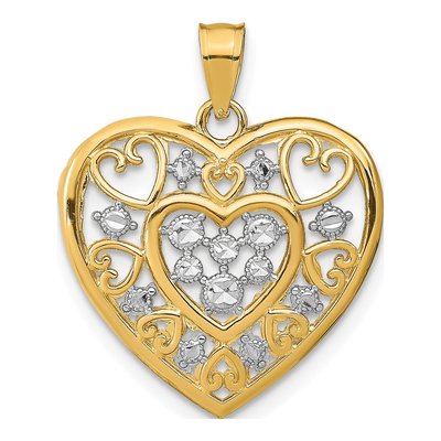 14K Yellow Gold Filigree Heart Pendant