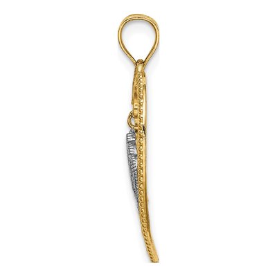 14K Yellow Gold Beaded Heart Crown Pendant – view 3