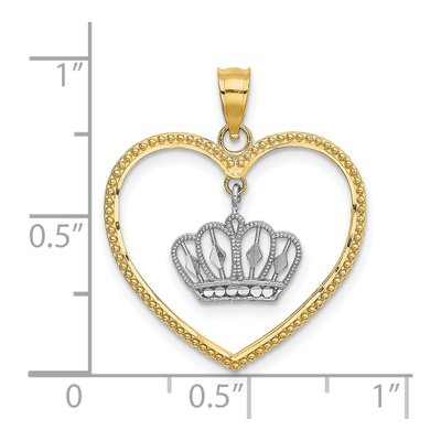 14K Yellow Gold Beaded Heart Crown Pendant – view 4