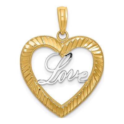 14K Yellow Gold LOVE Heart Pendant