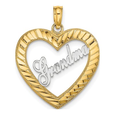 14K Yellow Gold Grandma Heart Pendant