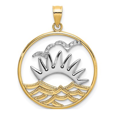 14K Yellow Gold Sunset Circle Pendant