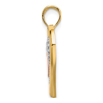 14K Two-Tone Gold Textured Triple Hearts Charm – view 3