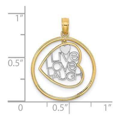 14K Yellow Gold LIVE LOVE Laugh Heart Pendant – view 4