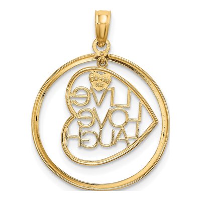 14K Yellow Gold LIVE LOVE Laugh Heart Pendant – view 5