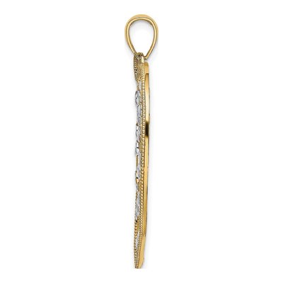 14K Yellow Gold Diamond-Cut Large Heart Pendant – view 3