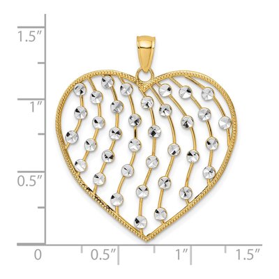 14K Yellow Gold Diamond-Cut Large Heart Pendant – view 4