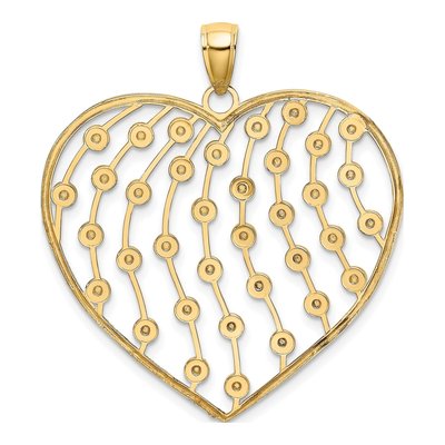 14K Yellow Gold Diamond-Cut Large Heart Pendant – view 5