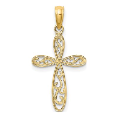 14K Yellow Gold Filigree Cross Charm – view 5