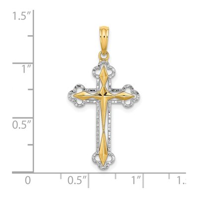 14K Yellow Gold Reversible Diamond-Cut Cross Charm – view 4