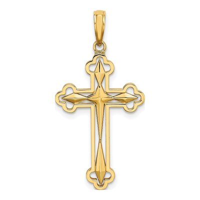 14K Yellow Gold Reversible Diamond-Cut Cross Charm – view 5