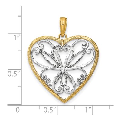 14K Yellow Gold Filigree Heart Charm – view 4