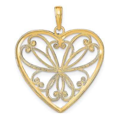 14K Yellow Gold Filigree Heart Charm – view 5