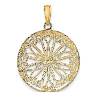 14K Yellow Gold Filigree Round Charm – view 4