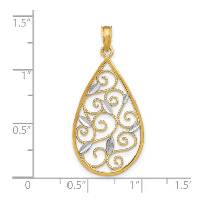 14K Yellow Gold Filigree Teardrop Charm – view 4