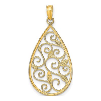 14K Yellow Gold Filigree Teardrop Charm – view 5