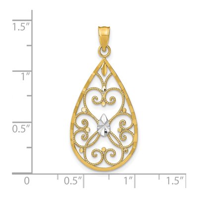 14K Yellow Gold Filigree Teardrop Heart Charm – view 4