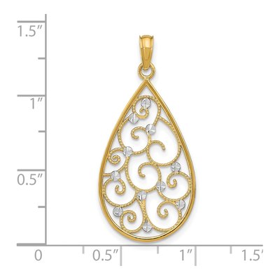 14K Yellow Gold Teardrop Filigree Charm – view 4