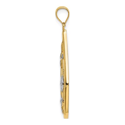 14K Yellow Gold Flowers Teardrop Charm – view 3