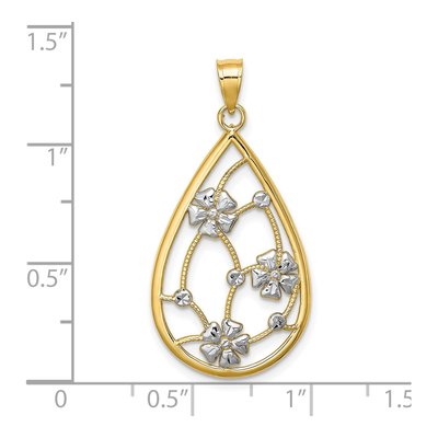 14K Yellow Gold Flowers Teardrop Charm – view 4