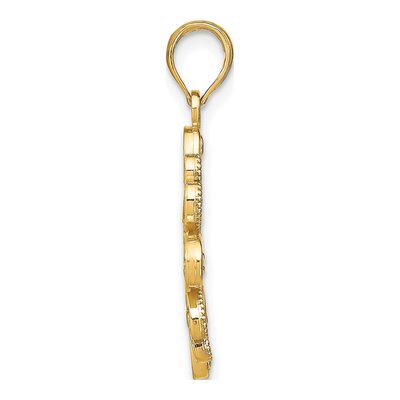 14K Yellow Gold Beaded Heart Flower Charm – view 3