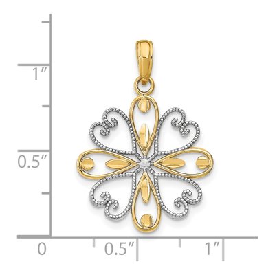 14K Yellow Gold Beaded Heart Flower Charm – view 4