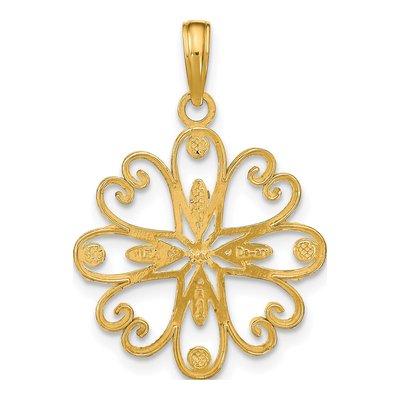 14K Yellow Gold Beaded Heart Flower Charm – view 5