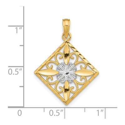 14K Yellow Gold Flower Cross Pendant – view 4