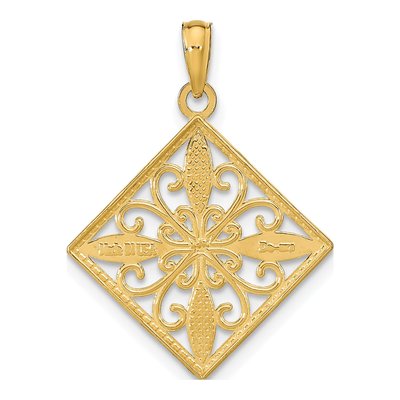 14K Yellow Gold Flower Cross Pendant – view 5