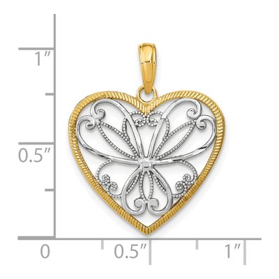 14K Yellow Gold Filigree Heart Charm – view 4