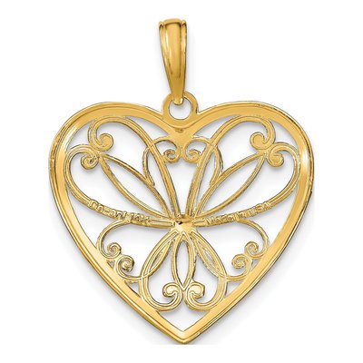 14K Yellow Gold Filigree Heart Charm – view 5