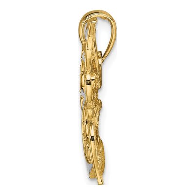 14K Two-Tone Gold Diamond-Cut Butterfly Charm – view 3
