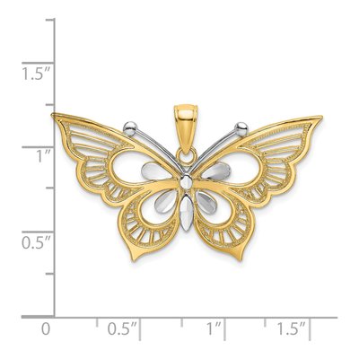 14K Two-Tone Gold Diamond-Cut Butterfly Charm – view 4