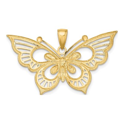 14K Two-Tone Gold Diamond-Cut Butterfly Charm – view 5