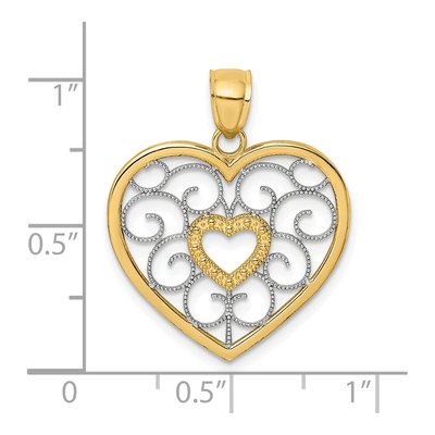 14K Yellow Gold Filigree Heart Charm – view 4