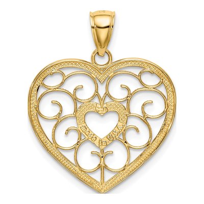 14K Yellow Gold Filigree Heart Charm – view 5