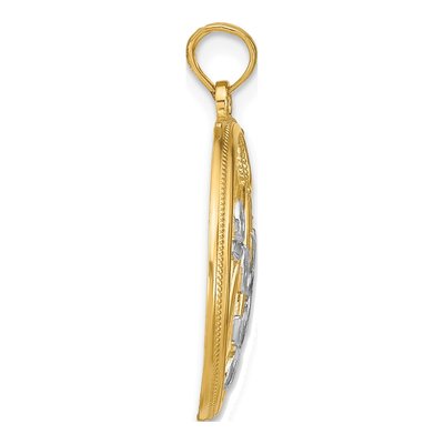 14K Yellow Gold Leaves Round Frame Charm – view 3