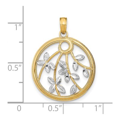 14K Yellow Gold Leaves Round Frame Charm – view 4