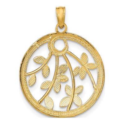 14K Yellow Gold Leaves Round Frame Charm – view 5