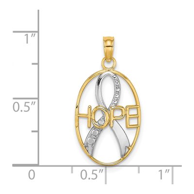 14K Yellow Gold HOPE Ribbon Oval Charm – view 4