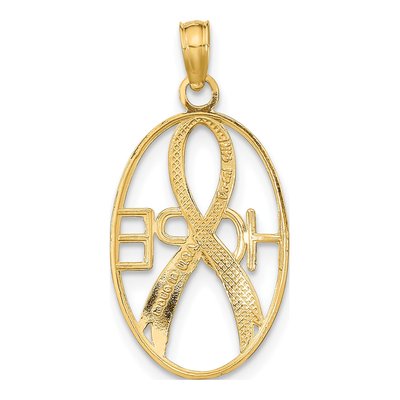 14K Yellow Gold HOPE Ribbon Oval Charm – view 5