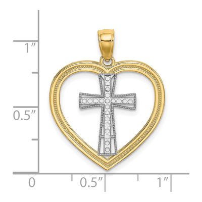 14K Yellow Gold Heart Cross Pendant – view 4