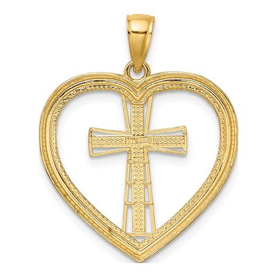 14K Yellow Gold Heart Cross Pendant – view 5