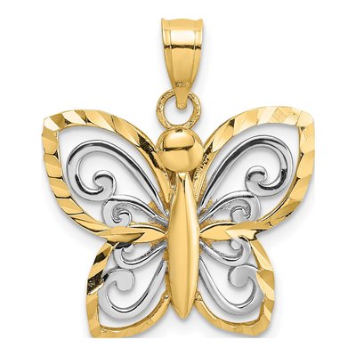 14K Yellow Gold Butterfly Pendant