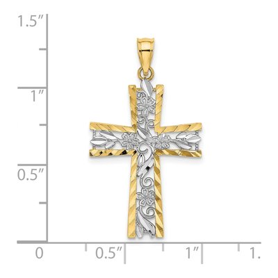 14K Yellow Gold Diamond-Cut Cross Charm – view 4