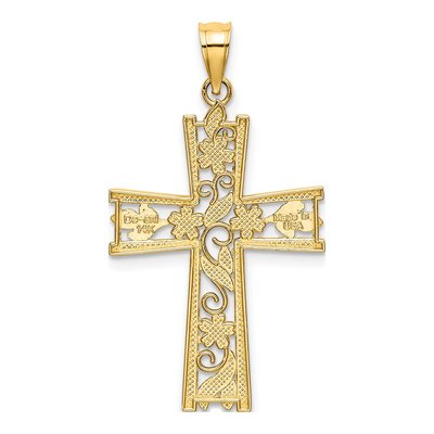 14K Yellow Gold Diamond-Cut Cross Charm – view 5