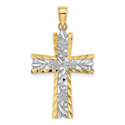 14K Yellow Gold Diamond-Cut Cross Charm