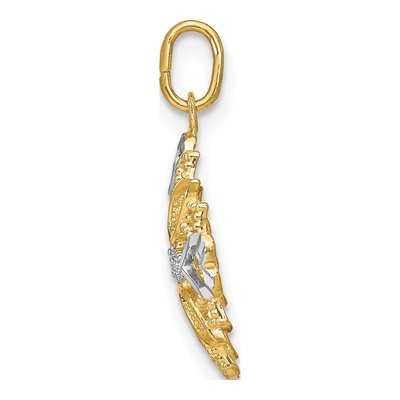 14K Yellow Gold Flower Heart Charm – view 3